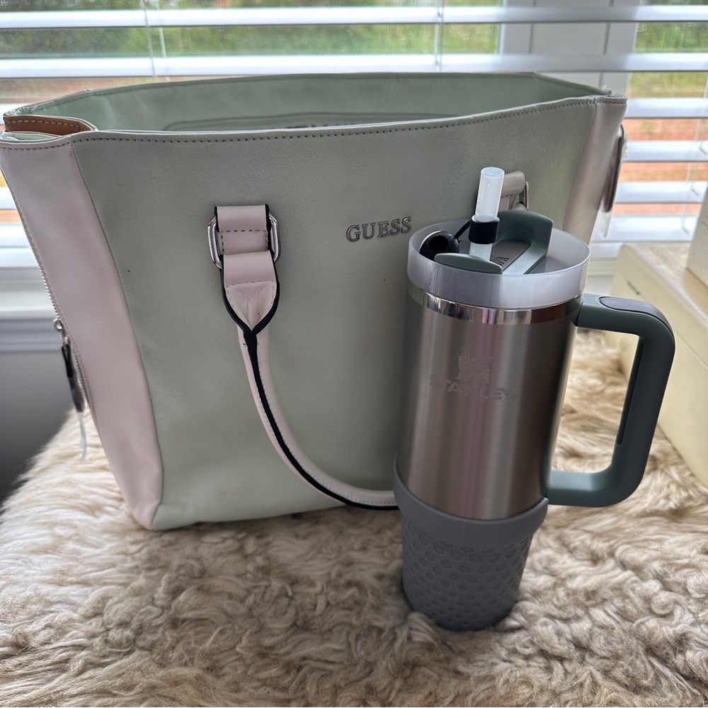 Guess Mint Block Color Expandable Tote